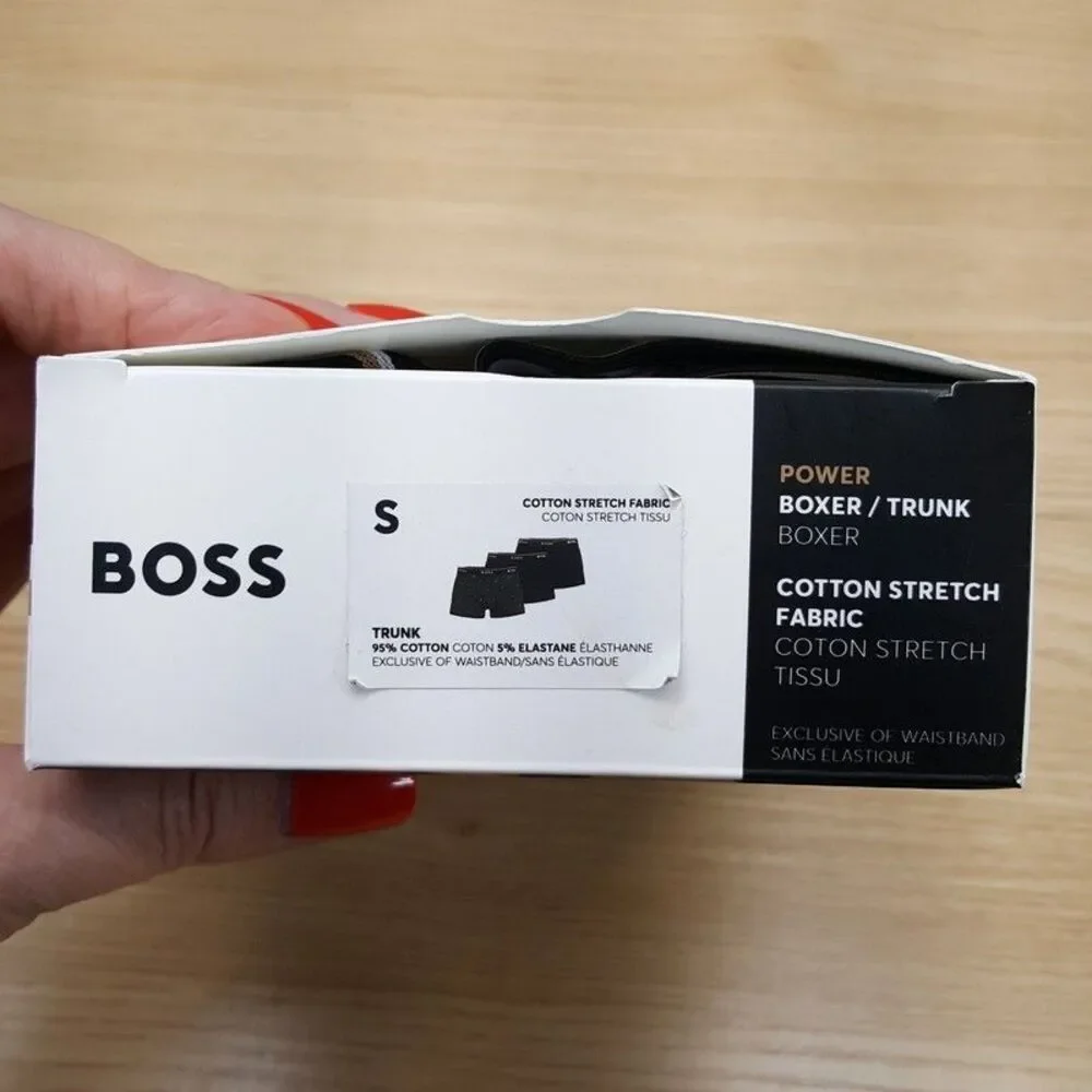 HUGO BOSS Boxer Briefs Mens Small 3-Pack Power Trunk Cotton Stretch Logo